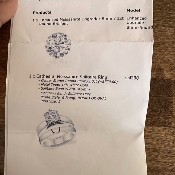 ENGAGEMENT RING DEF FOREVER ONE Charles & Colvard Moissanite 2.0 ct. Ring - Picture 8 of 11